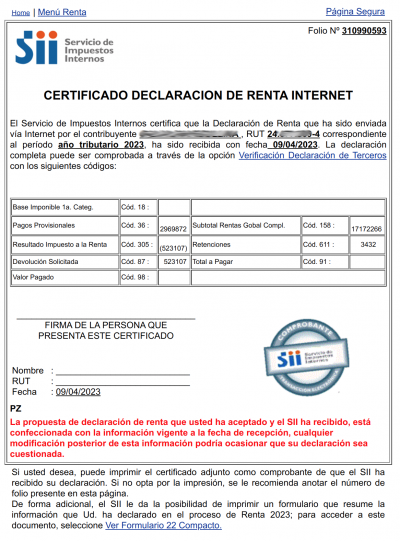 7. Сертификат о декларации о доходах.